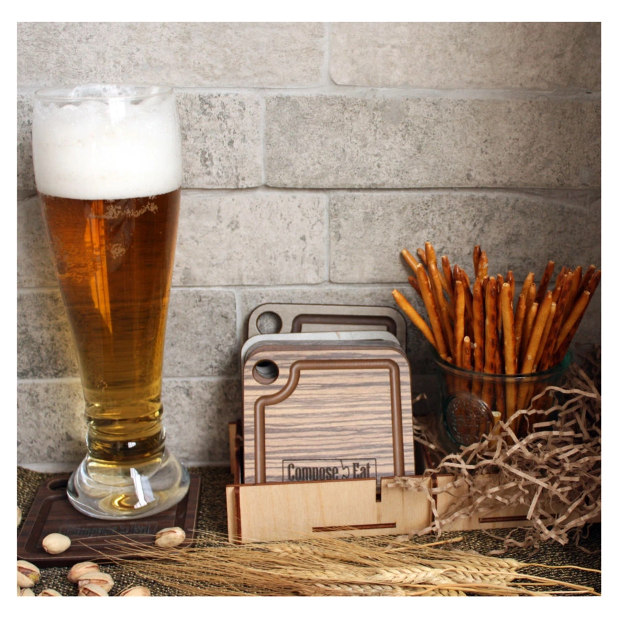 Подставка под кружку ComposeEat Fashion 10х10 см, композит, орех