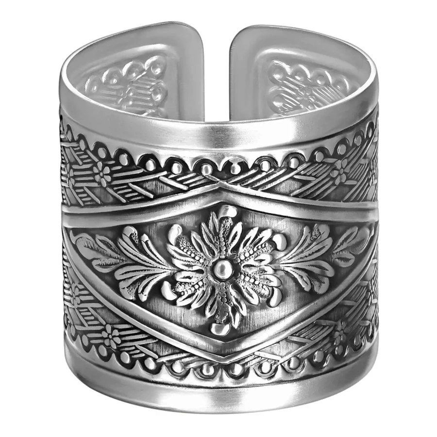 Набор колец для салфеток в футляре Кольчугинский мельхиор Пламя, 6 предметов, посеребрение, п/к