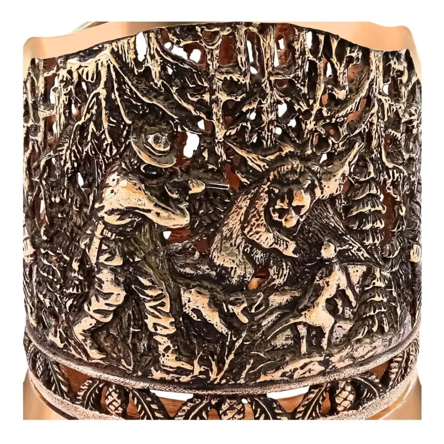 Набор для чая Кольчугинский мельхиор Медвежья охота, медь, п/к