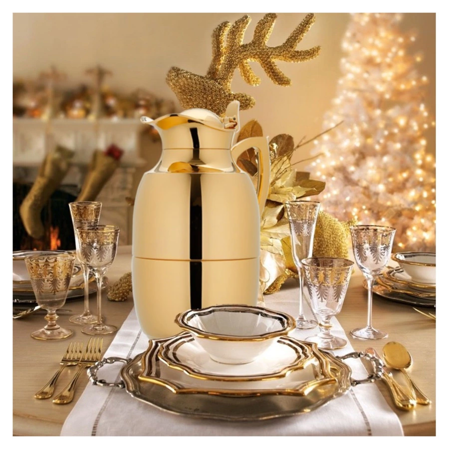 Термокувшин вакуумный со стеклянной колбой Alfi Juwel 1 л, золотой, сталь нержавеющая, п/к (579059)