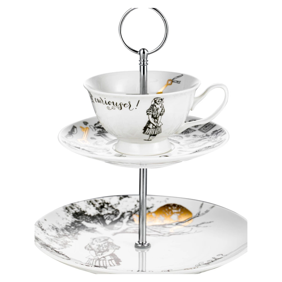 Блюдо трехъярусное V&A Алиса в стране чудес 27х34 см, фарфор костяной, п/к