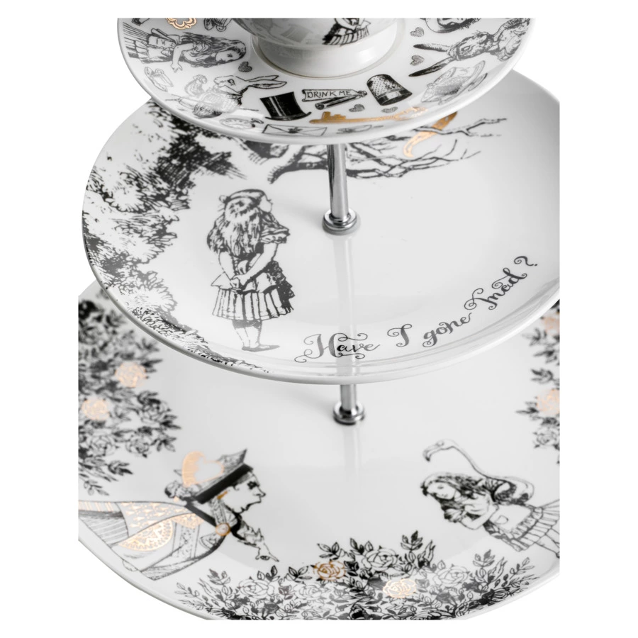 Блюдо трехъярусное V&A Алиса в стране чудес 27х34 см, фарфор костяной, п/к