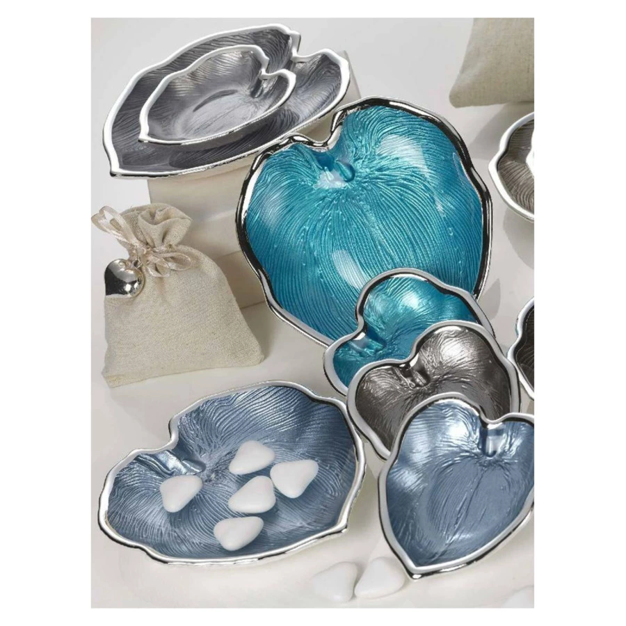 Блюдо Argenesi Foglia 15 см, серебристое, стекло