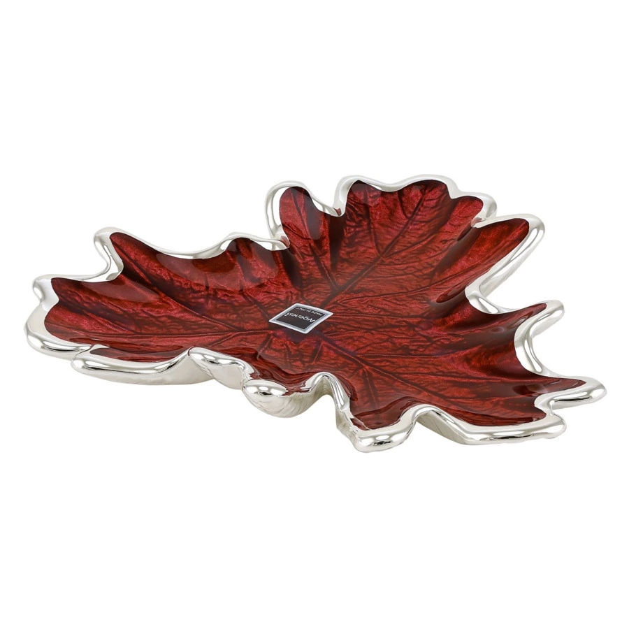 Блюдо Argenesi Foglia 18 см, красное, стекло