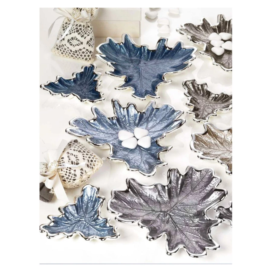 Блюдо Argenesi Foglia 18 см, небесно-голубое, стекло