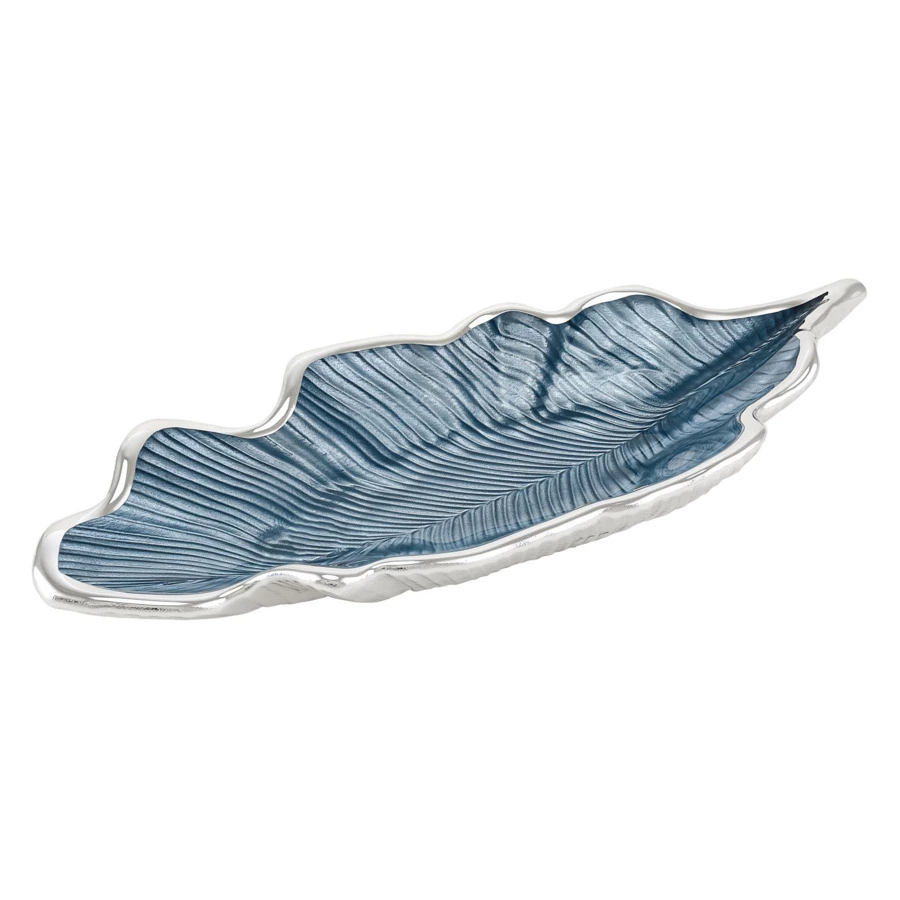 Блюдо Argenesi Foglia 28,5 см, небесно-голубое, стекло