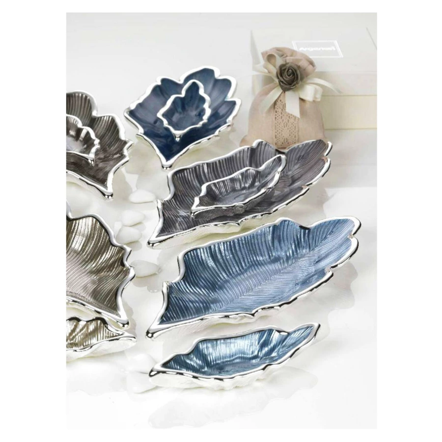 Блюдо Argenesi Foglia 28,5 см, небесно-голубое, стекло