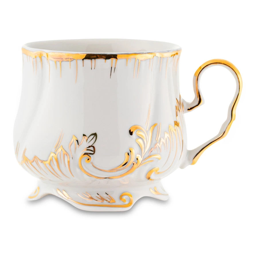 Сервиз чайный Франц Гарднер в Вербилках Кузнецовский на 6 персон 15 предметов, позолота, фарфор