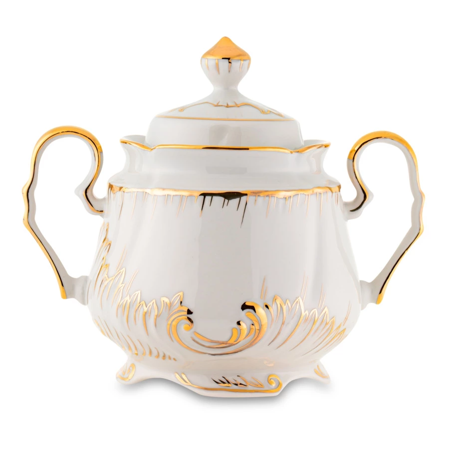 Сервиз чайный Франц Гарднер в Вербилках Кузнецовский на 6 персон 15 предметов, позолота, фарфор