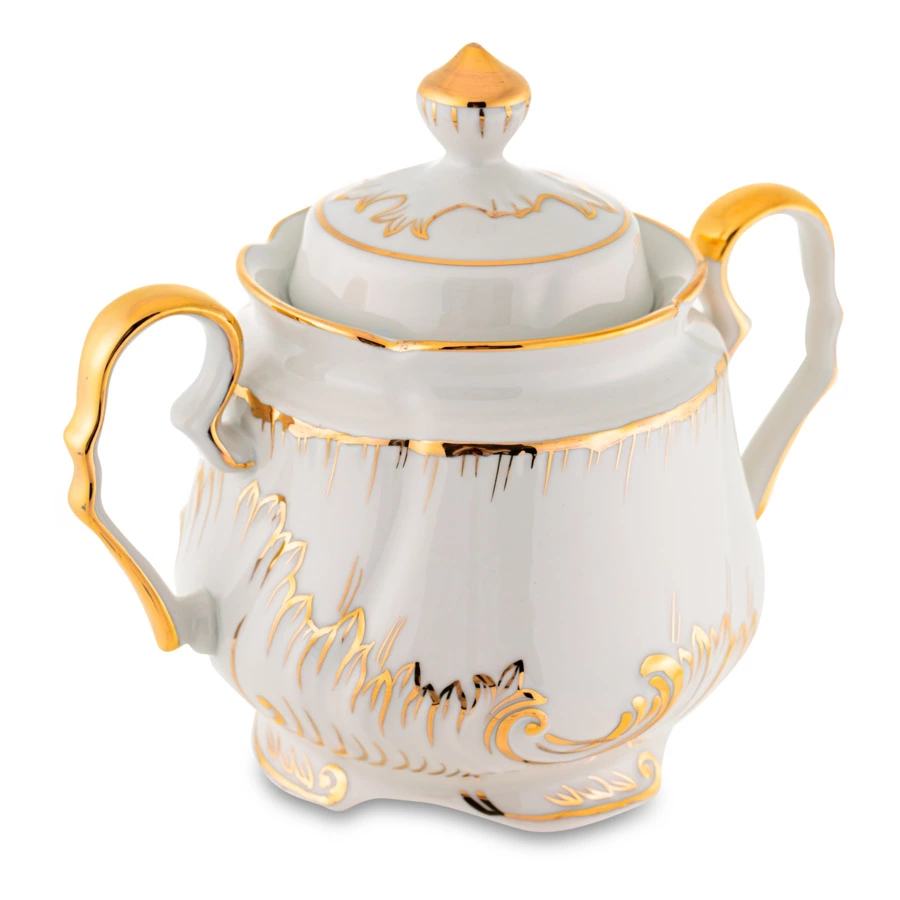 Сервиз чайный Франц Гарднер в Вербилках Кузнецовский на 6 персон 15 предметов, позолота, фарфор