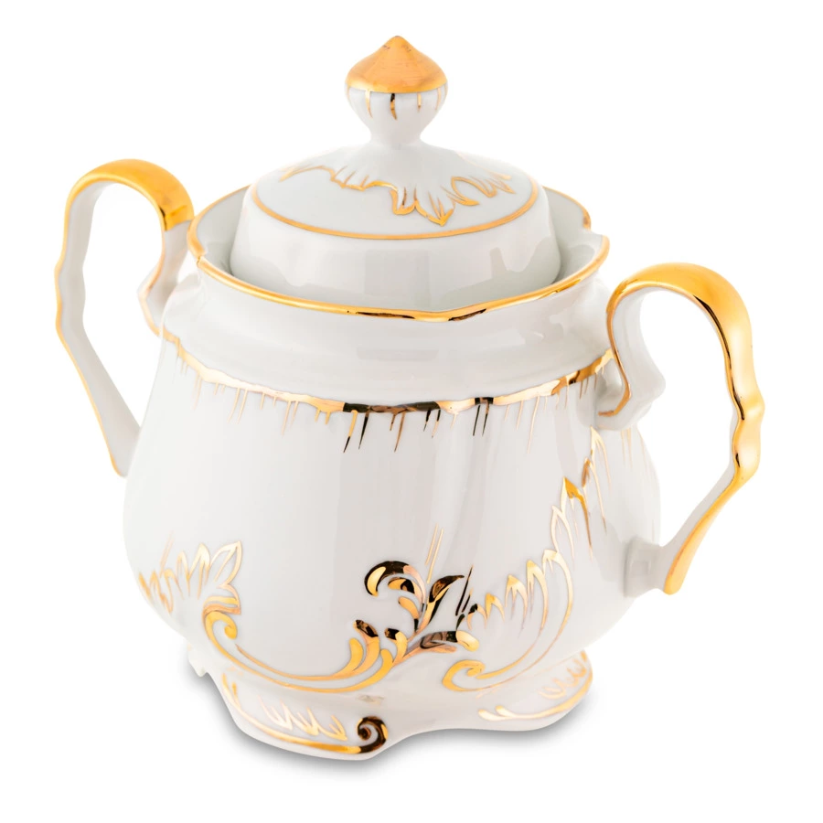 Сервиз чайный Франц Гарднер в Вербилках Кузнецовский на 6 персон 15 предметов, позолота, фарфор