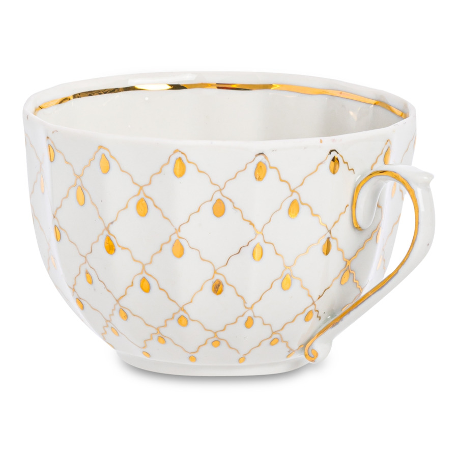 Чашка чайная с блюдцем Франц Гарднер в Вербилках Золотая вуаль, фарфор твердый
