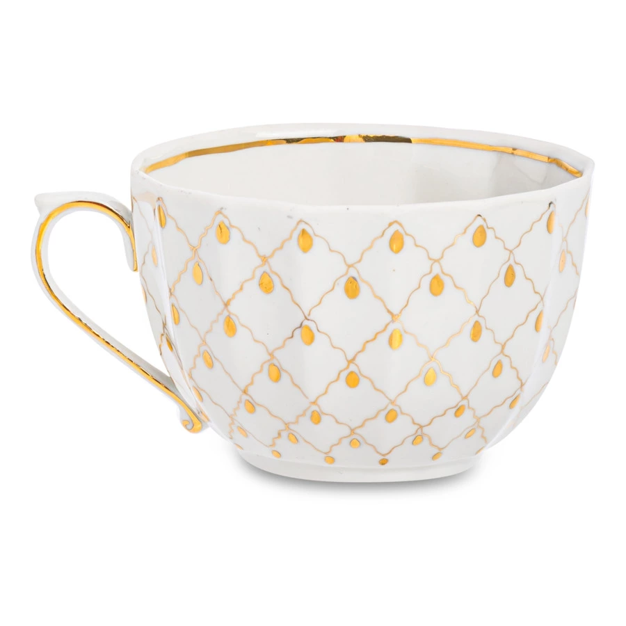 Чашка чайная с блюдцем Франц Гарднер в Вербилках Золотая вуаль, фарфор твердый