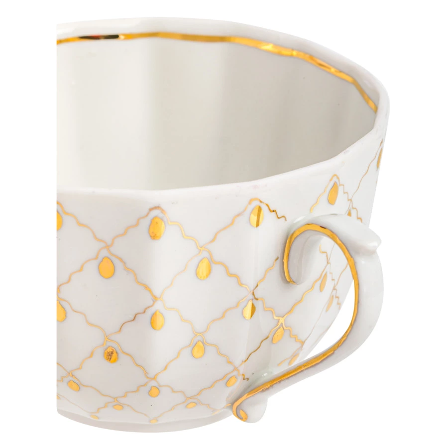 Чашка чайная с блюдцем Франц Гарднер в Вербилках Золотая вуаль, фарфор твердый