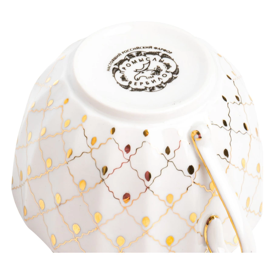 Чашка чайная с блюдцем Франц Гарднер в Вербилках Золотая вуаль, фарфор твердый