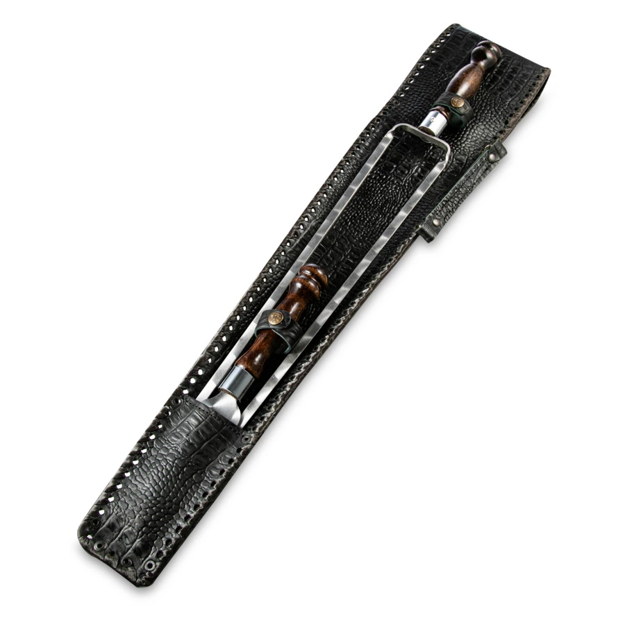 Набор шампуров с ножом в кожаном колчане Williams Oliver Волк №2 50 см, 8 предметов, сталь