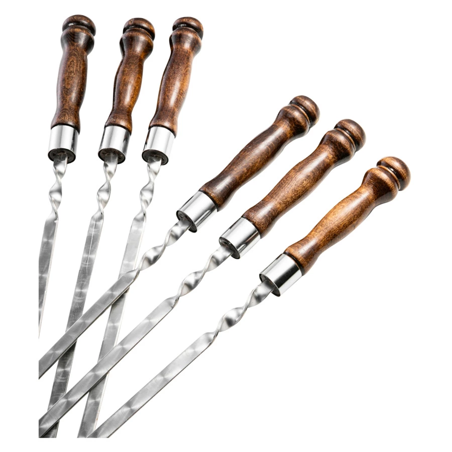 Набор шампуров с ножом в кожаном колчане Williams Oliver Волк №2 50 см, 8 предметов, сталь