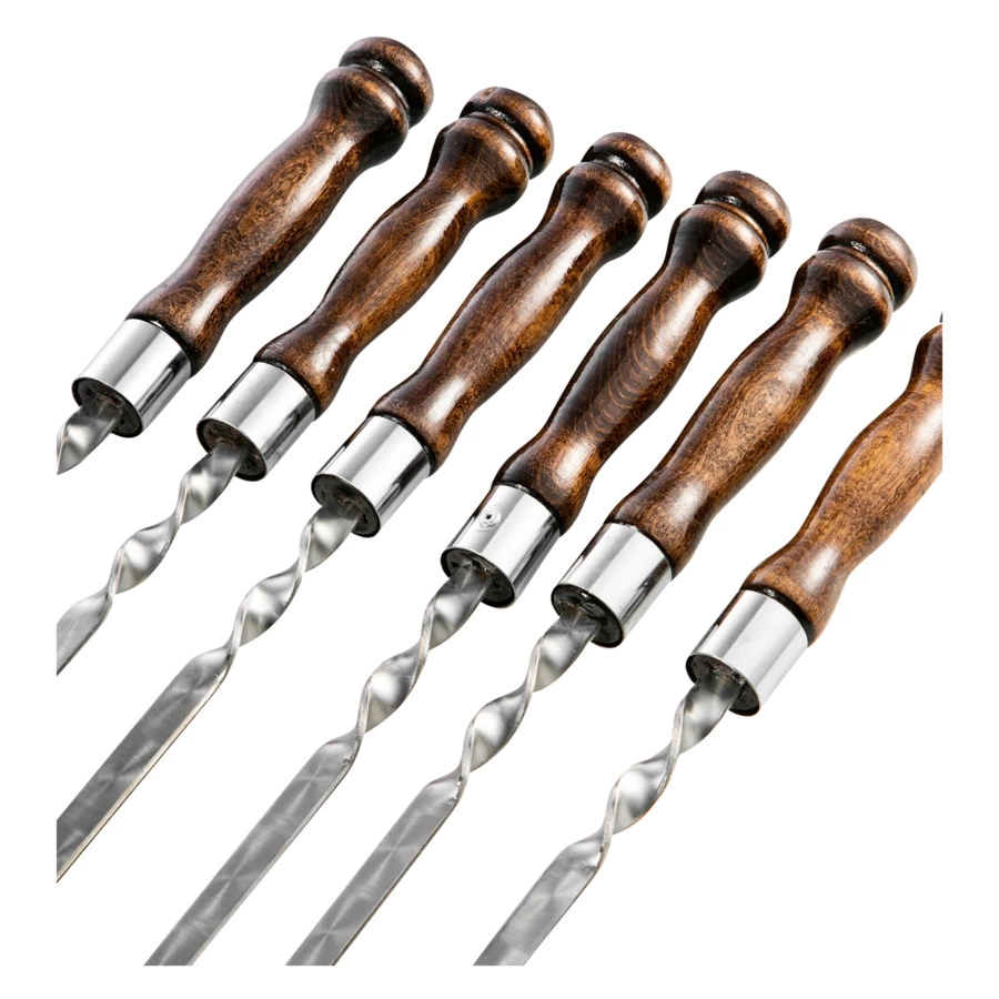 Набор шампуров с ножом в кожаном колчане Williams Oliver Волк №2 50 см, 8 предметов, сталь