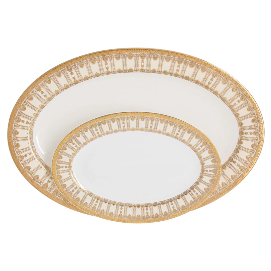 Сервиз столовый Midori Contessa 50 предметов на 12 персон, фарфор твердый, бежевый с золотым, п/к