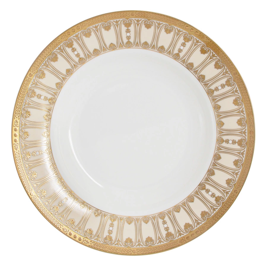 Сервиз столовый Midori Contessa 50 предметов на 12 персон, фарфор твердый, бежевый с золотым, п/к