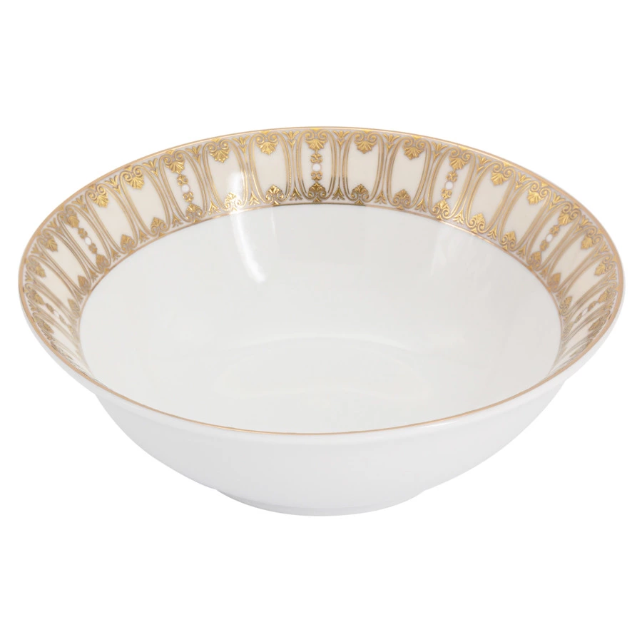 Сервиз столовый Midori Contessa 50 предметов на 12 персон, фарфор твердый, бежевый с золотым, п/к