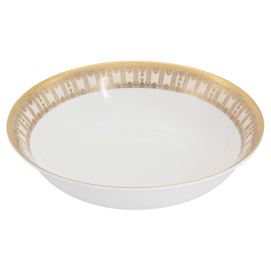 Сервиз столовый Midori Contessa 50 предметов на 12 персон, фарфор твердый, бежевый с золотым, п/к