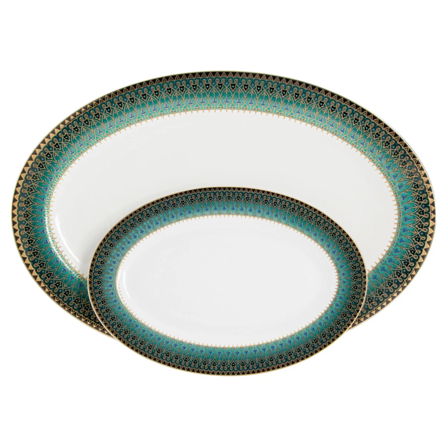 Сервиз столовый Midori Бухара 50 предметов на 12 персон, фарфор твердый, зеленый, п/к