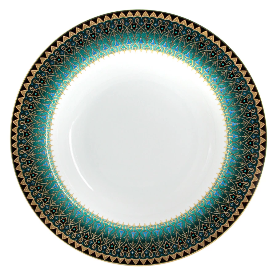 Сервиз столовый Midori Бухара 50 предметов на 12 персон, фарфор твердый, зеленый, п/к