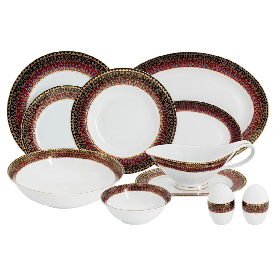 Сервиз столовый Midori Бухара 50 предметов на 12 персон, фарфор твердый, п/к