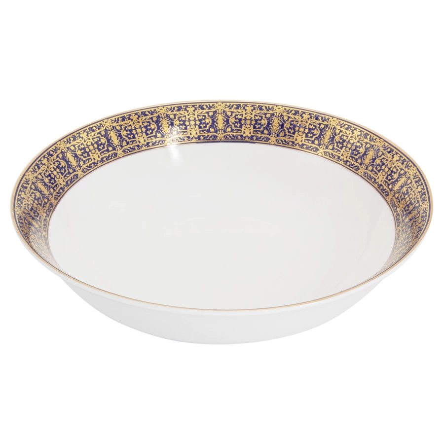 Сервиз столовый Midori Византия 50 предметов на 12 персон, фарфор твердый, синий с золотым, п/к