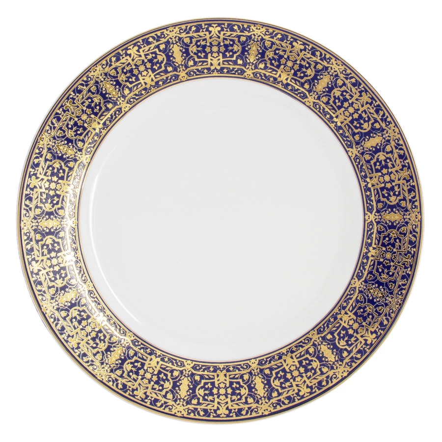 Сервиз столовый Midori Византия 50 предметов на 12 персон, фарфор твердый, синий с золотым, п/к