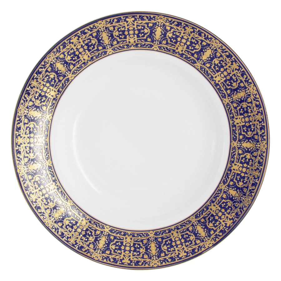 Сервиз столовый Midori Византия 50 предметов на 12 персон, фарфор твердый, синий с золотым, п/к