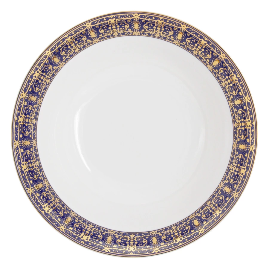 Сервиз столовый Midori Византия 50 предметов на 12 персон, фарфор твердый, синий с золотым, п/к