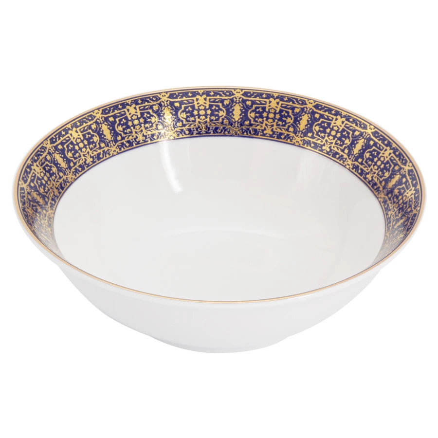 Сервиз столовый Midori Византия 50 предметов на 12 персон, фарфор твердый, синий с золотым, п/к