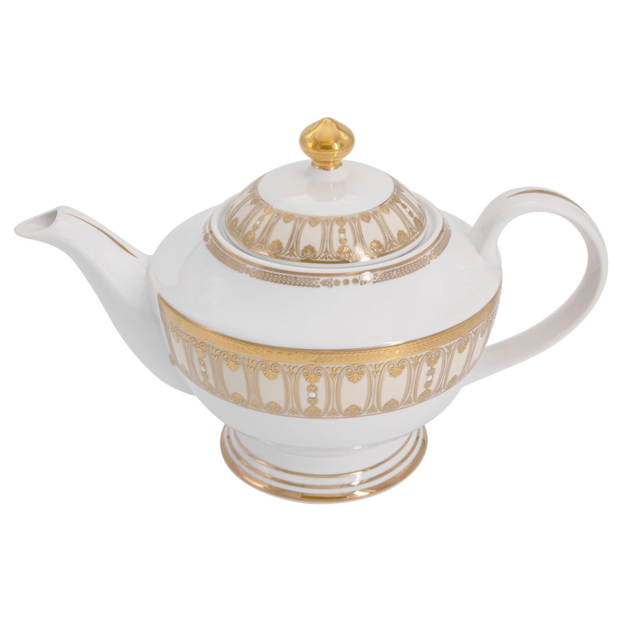 Сервиз чайный  Midori Contessa 42 предмета на 12 персон, фарфор твердый, бежевый с золотым, п/к