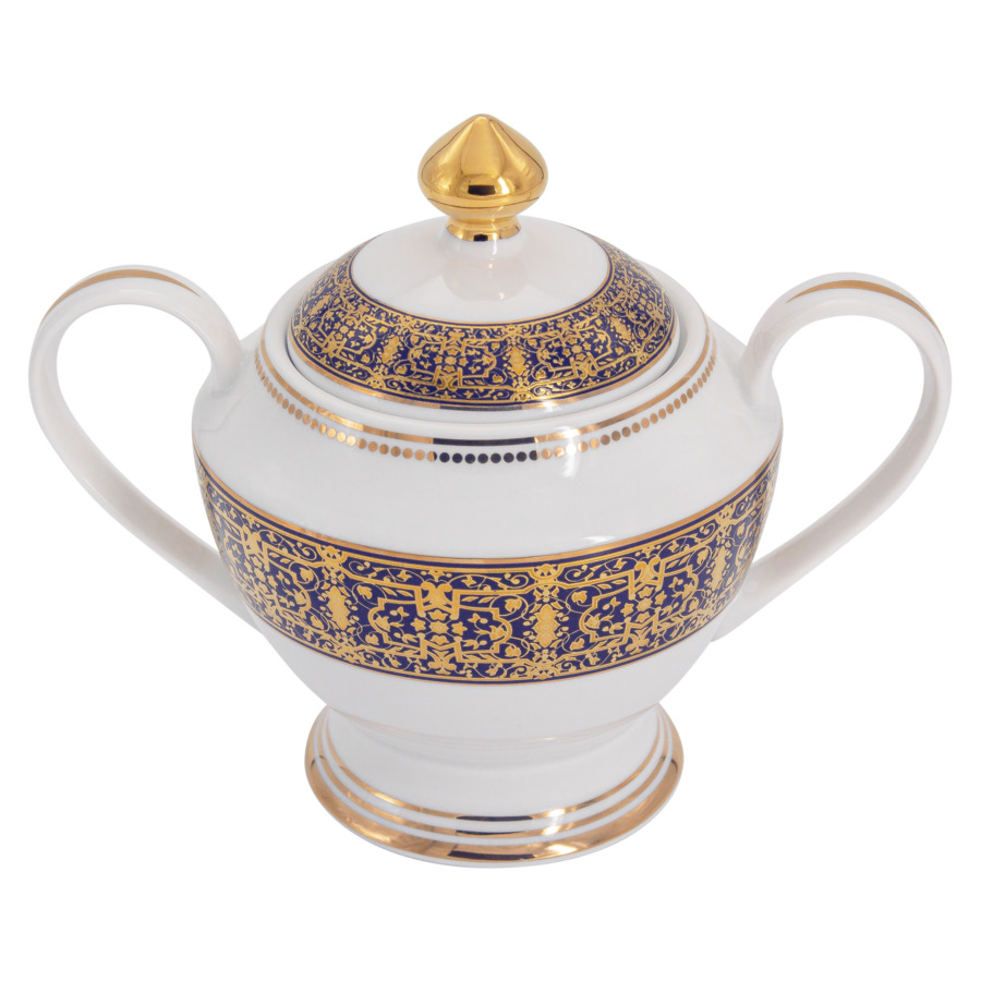 Сервиз чайный  Midori Византия 23 предмета на 6 персон, фарфор твердый, синий с золотым, п/к