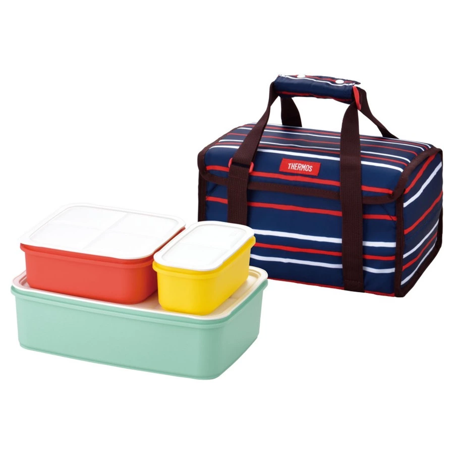 Набор пищевых емкостей из пластмассы 2,55L 0.95L 0.42L в сумке-термос THERMOS DJF-4003 NVY-sale