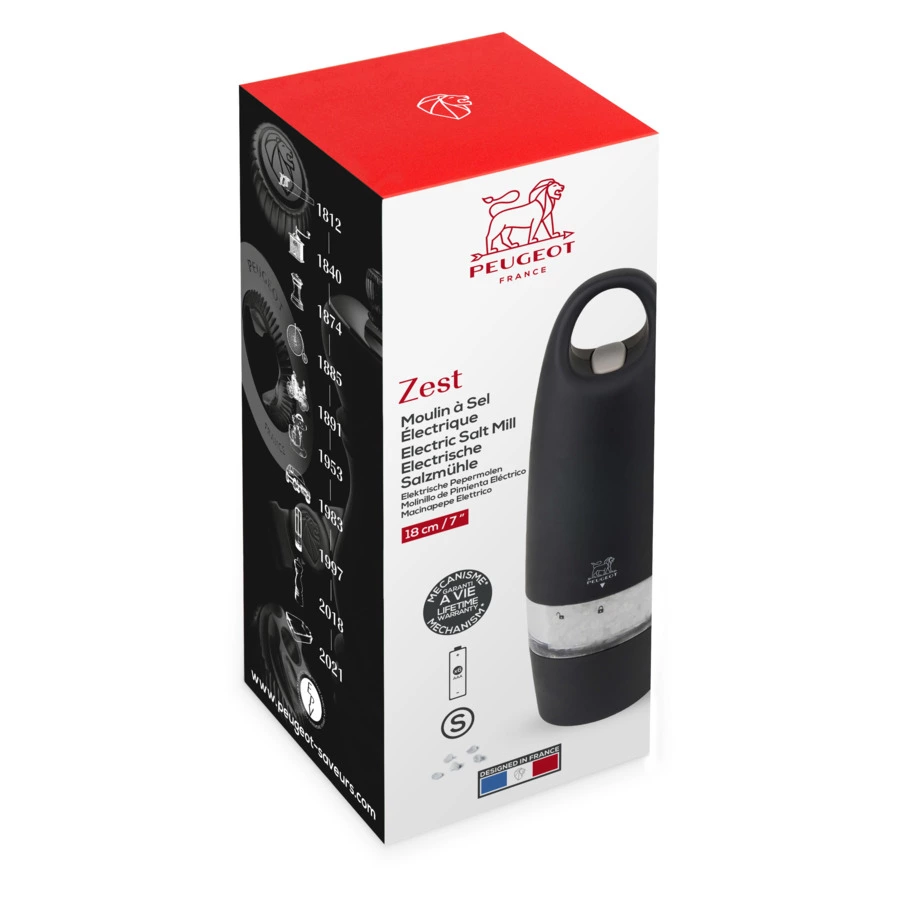 Мельница для соли электрическая Peugeot Zest 18 см, черный, пластик