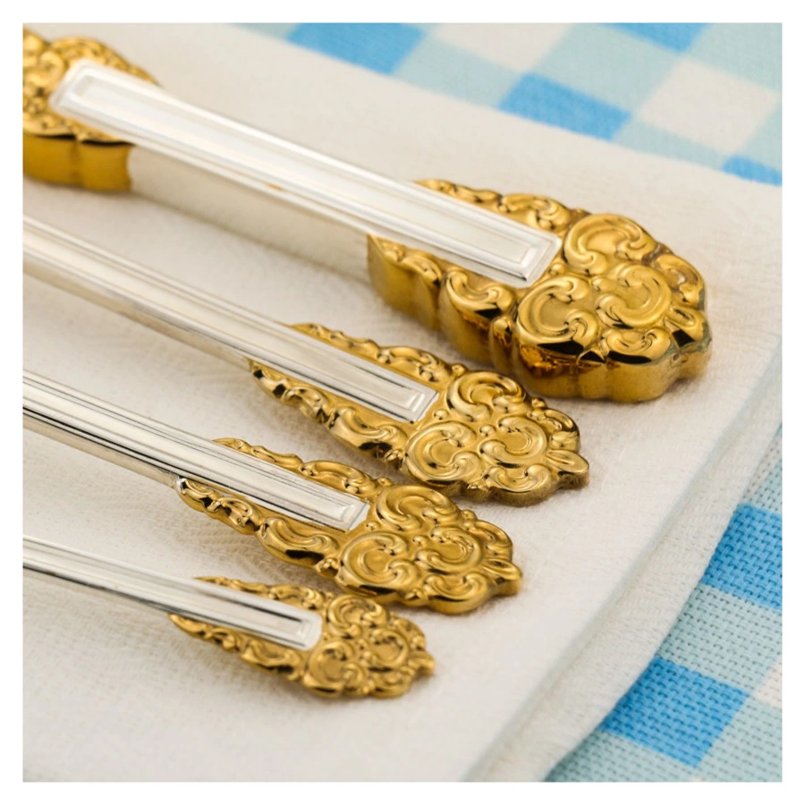 Набор столовых приборов в футляре Кольчугинский мельхиор Праздничный с посеребрением и позолоченными