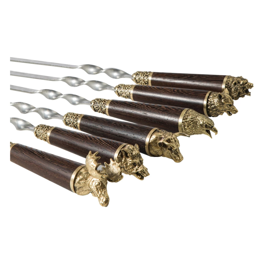 Набор шампуров в кожаном чехле с мангалом Город подарков Удачная охота 70 см, п/к