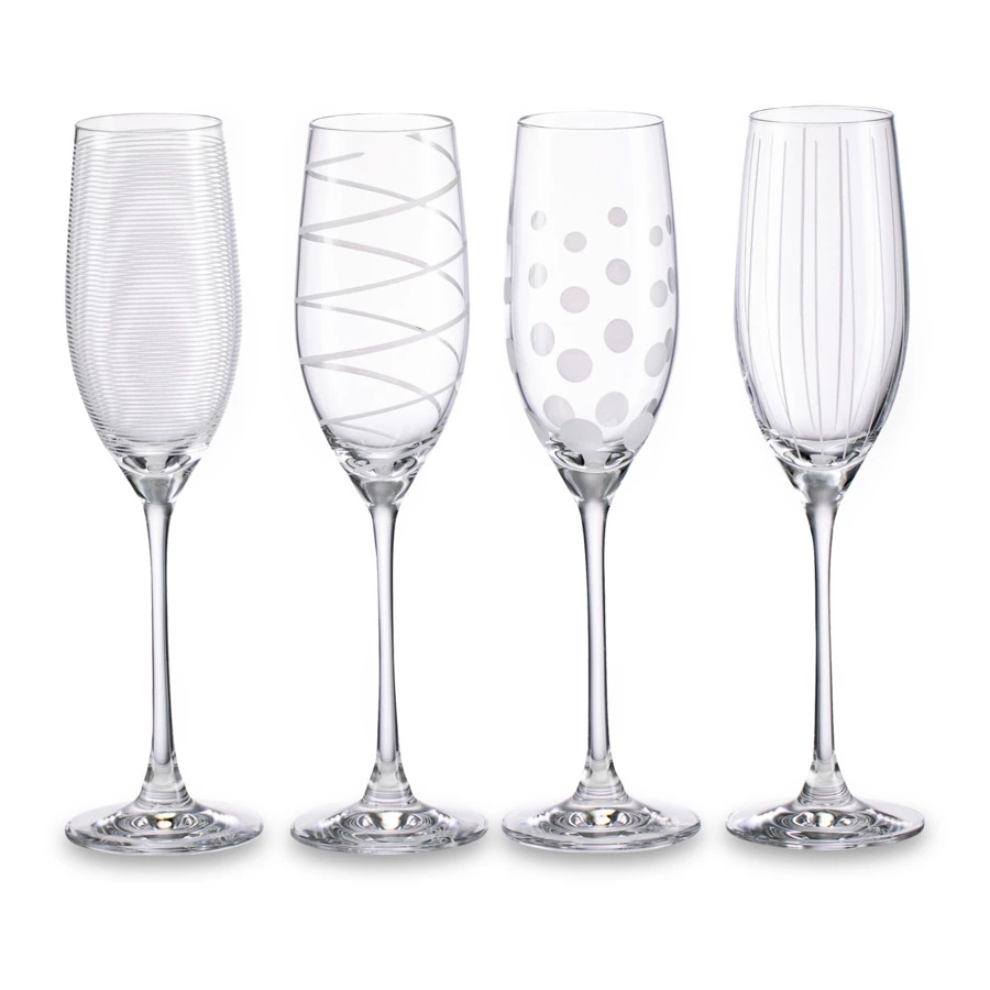 Бокал для шампанского Mikasa Cheers 400 мл, хрустальное стекло, горизонтальный рисунок
