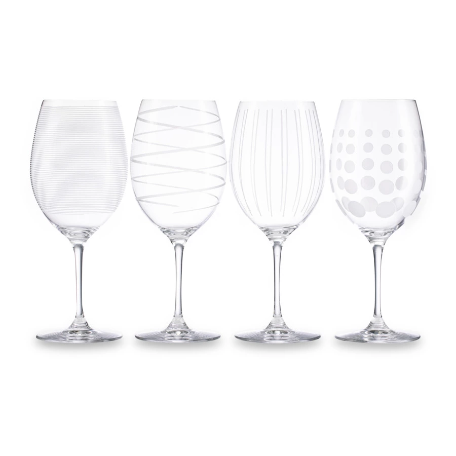 Бокал для красного вина Mikasa Cheers 685 мл, стекло, серебристый декор, вертикальный рисунок