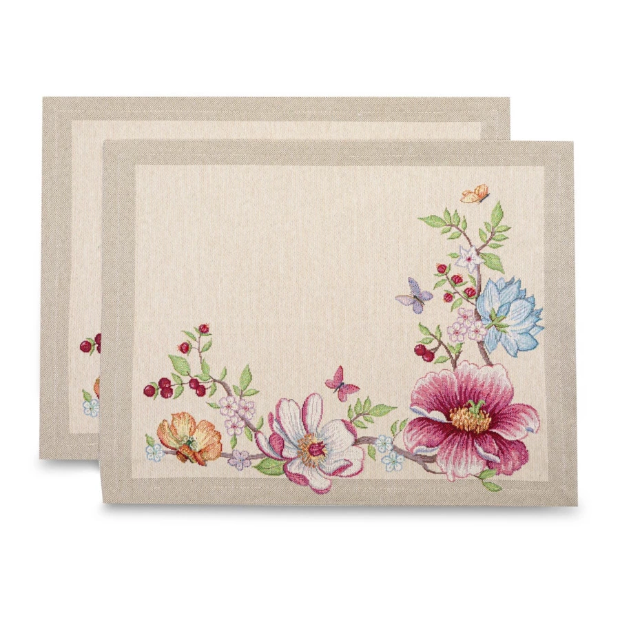 Набор салфеток сервировочных Mix&Match Home Магнолия 35х45 см 2 шт, гобелен, бежевый