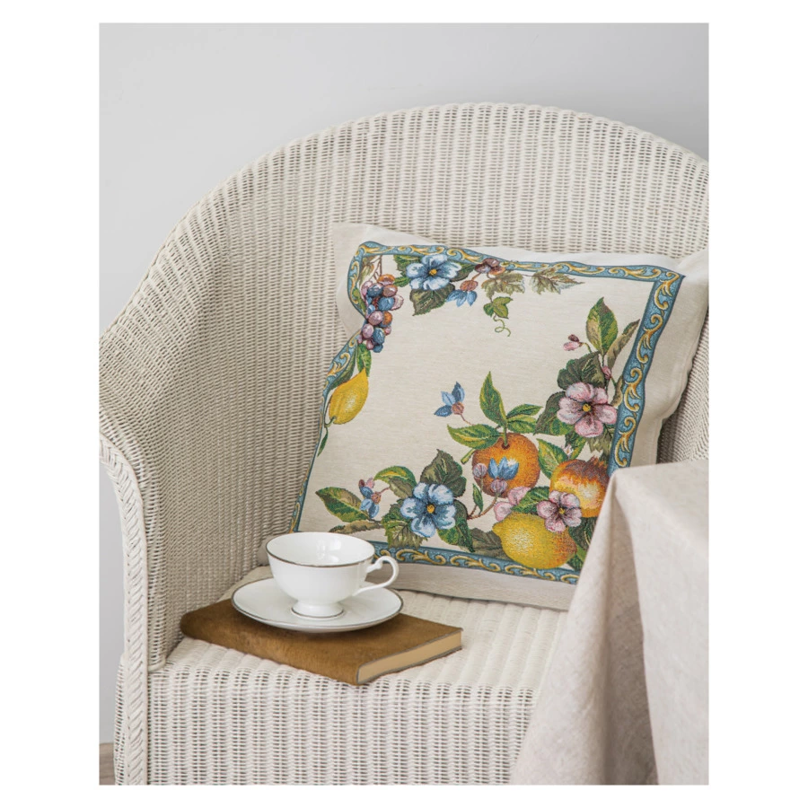 Наволочка Mix&Match Home Лимонад 44х44 см, гобелен, бежевая