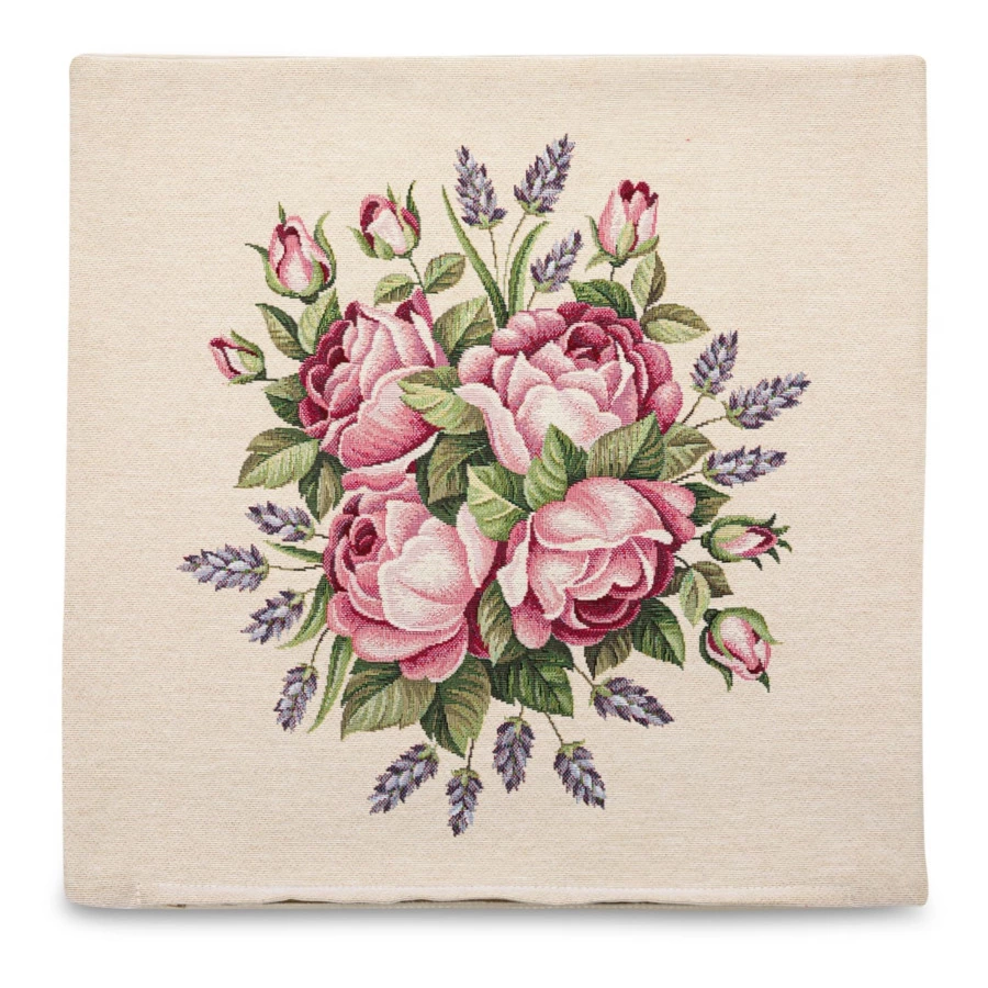 Наволочка Mix&Match Home Розовое утро 45х45 см, гобелен, бежевая