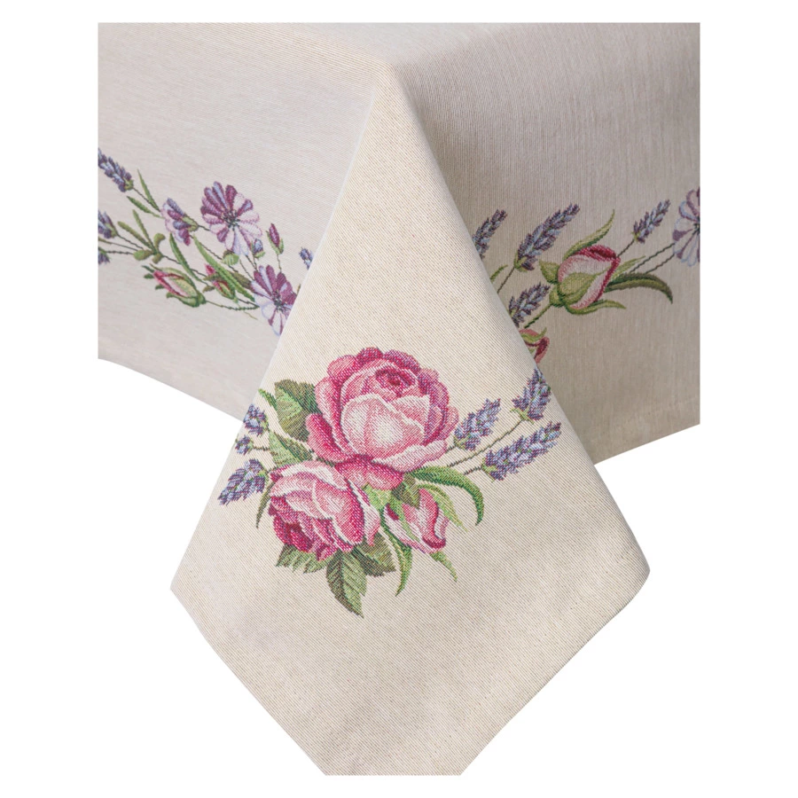 Скатерть прямоугольная Mix&Match Home Розовое утро 140х180 см , гобелен, бежевая