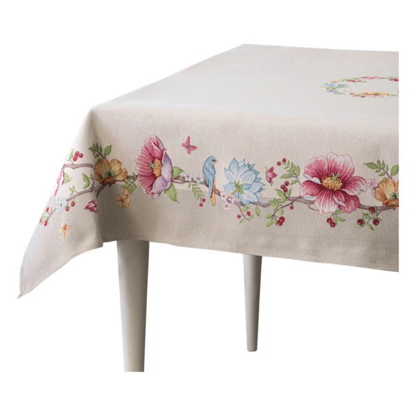 Скатерть прямоугольная Mix&Match Home Магнолия 140х240 см, гобелен, бежевая