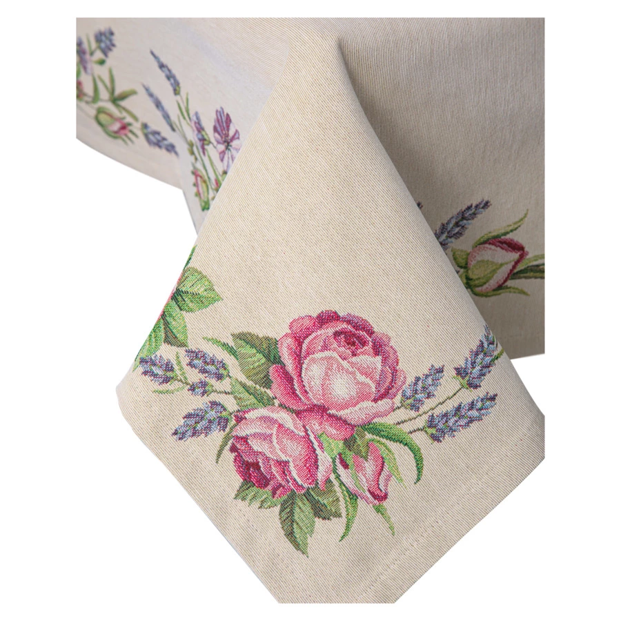 Скатерть-наперон Mix&Match Home Розовое утро 100х100 см, гобелен, бежевая