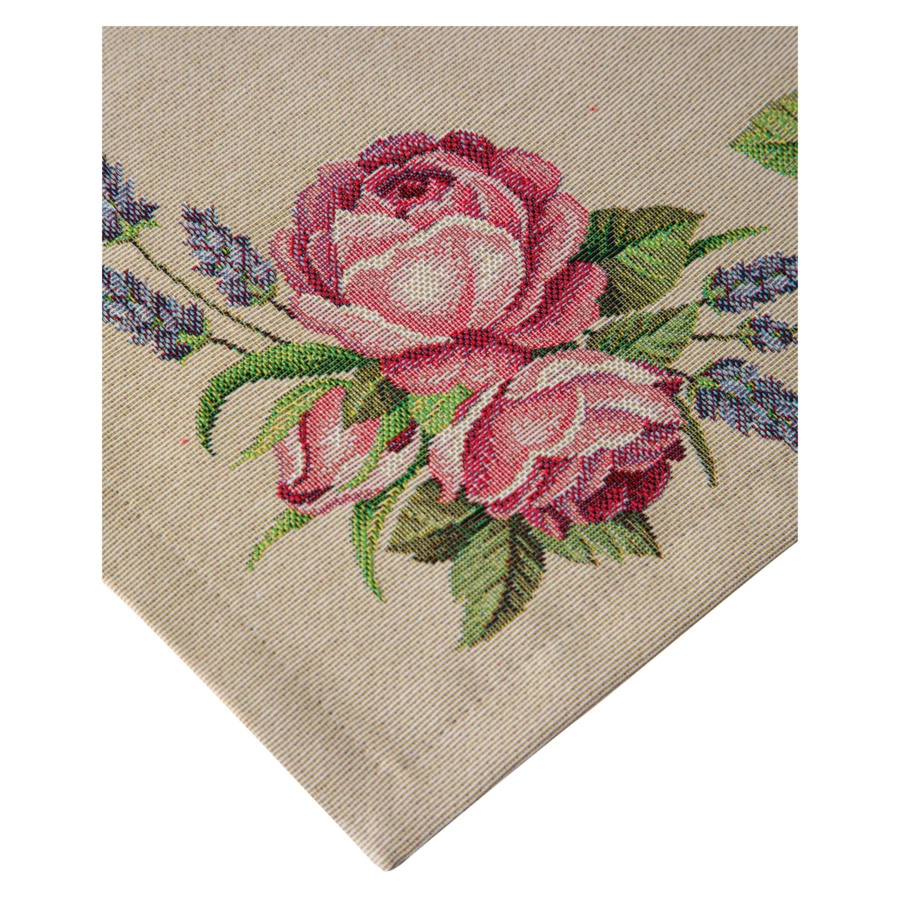 Скатерть-наперон Mix&Match Home Розовое утро 100х100 см, гобелен, бежевая