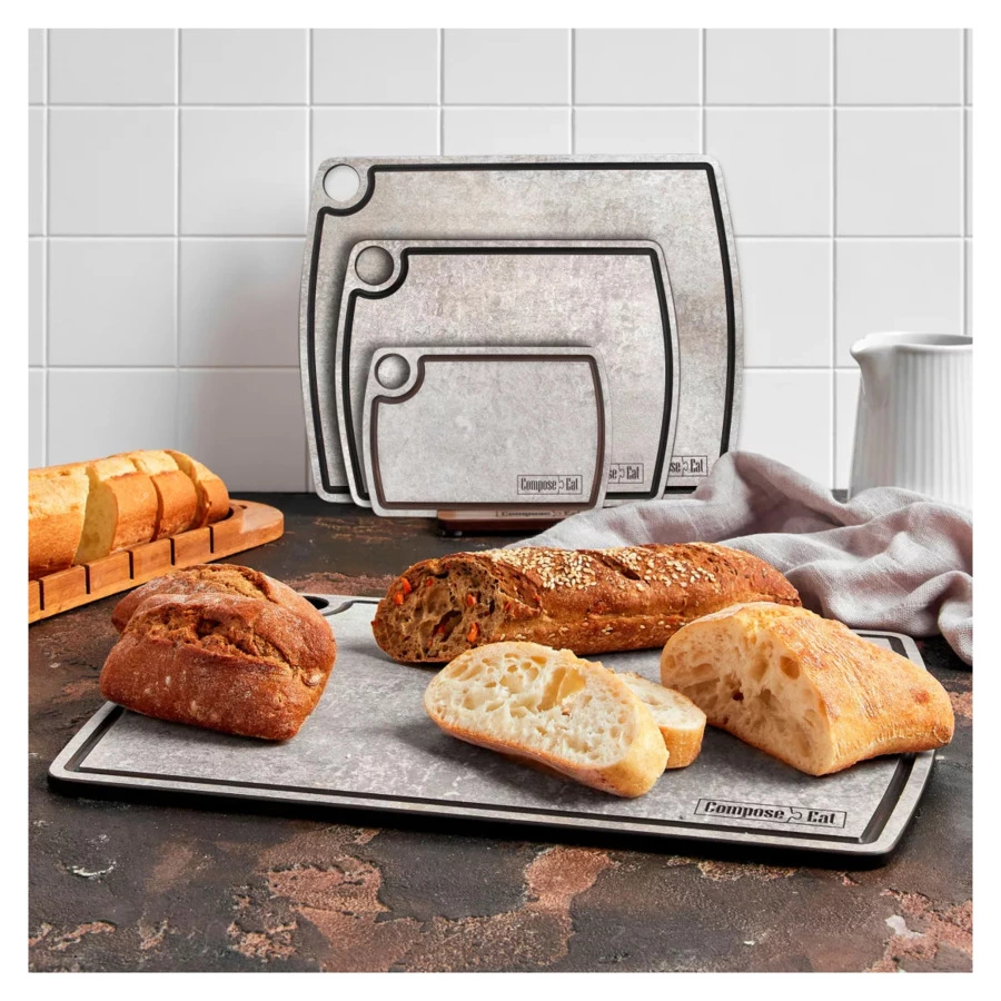 Набор разделочных досок на подставке ComposeEat Fashion 3 шт, композит, шунгит белый, п/к